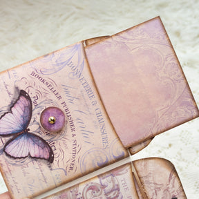 Square Pink Butterfly Handmade Junk Journal Folio Kit 8