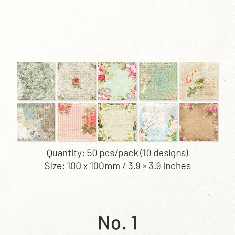 Square Vintage Floral Scrapbook Paper sku-1