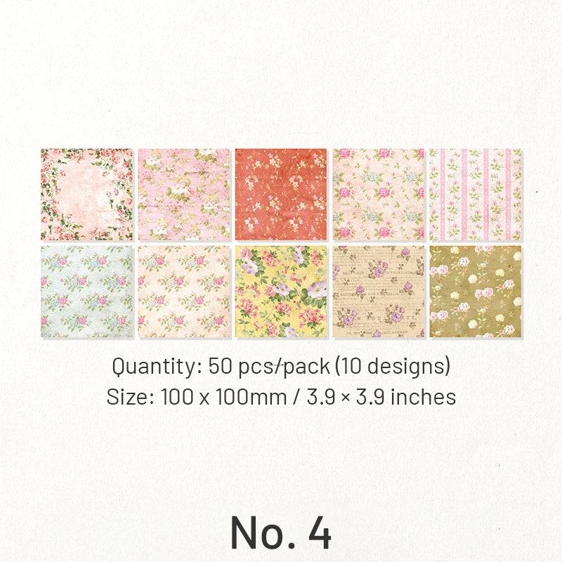 Square Vintage Floral Scrapbook Paper sku-4