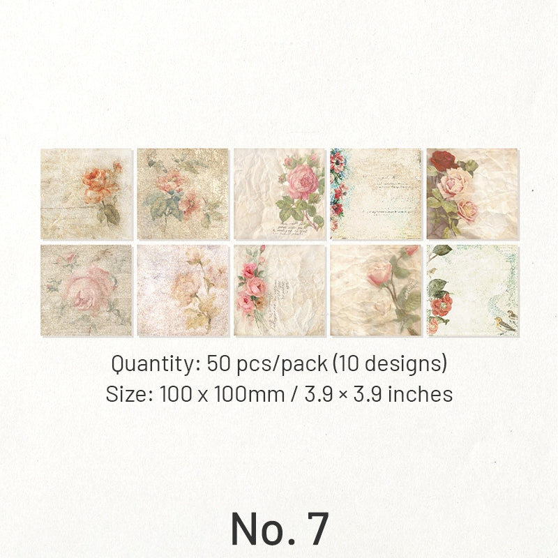 Square Vintage Floral Scrapbook Paper sku-7