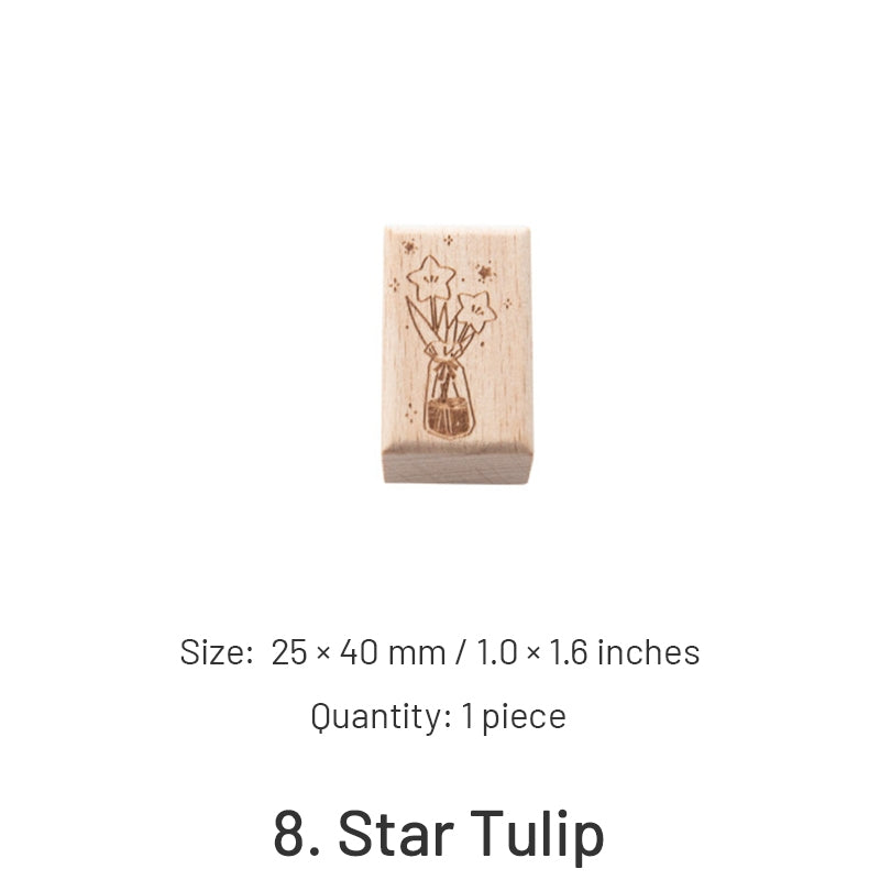 Star Sea Series Cartoon Plant Star Wooden Rubber Stamp sku-8