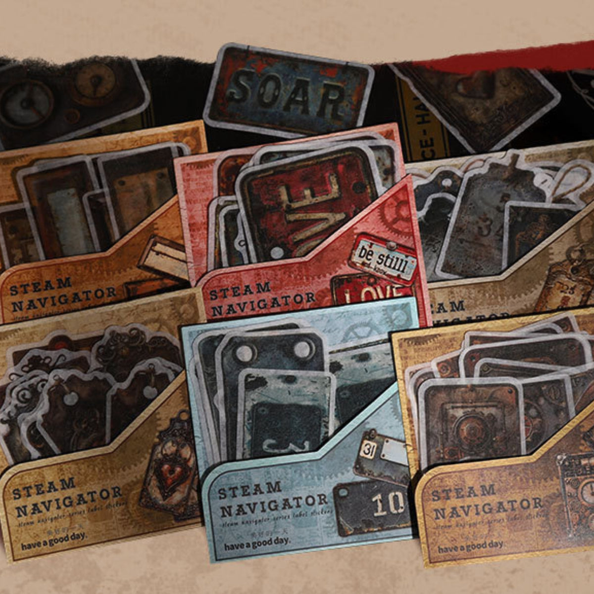 Retro Steam Pilot Label Sticker Pack | Premium Vinyl Decals by Stamprints