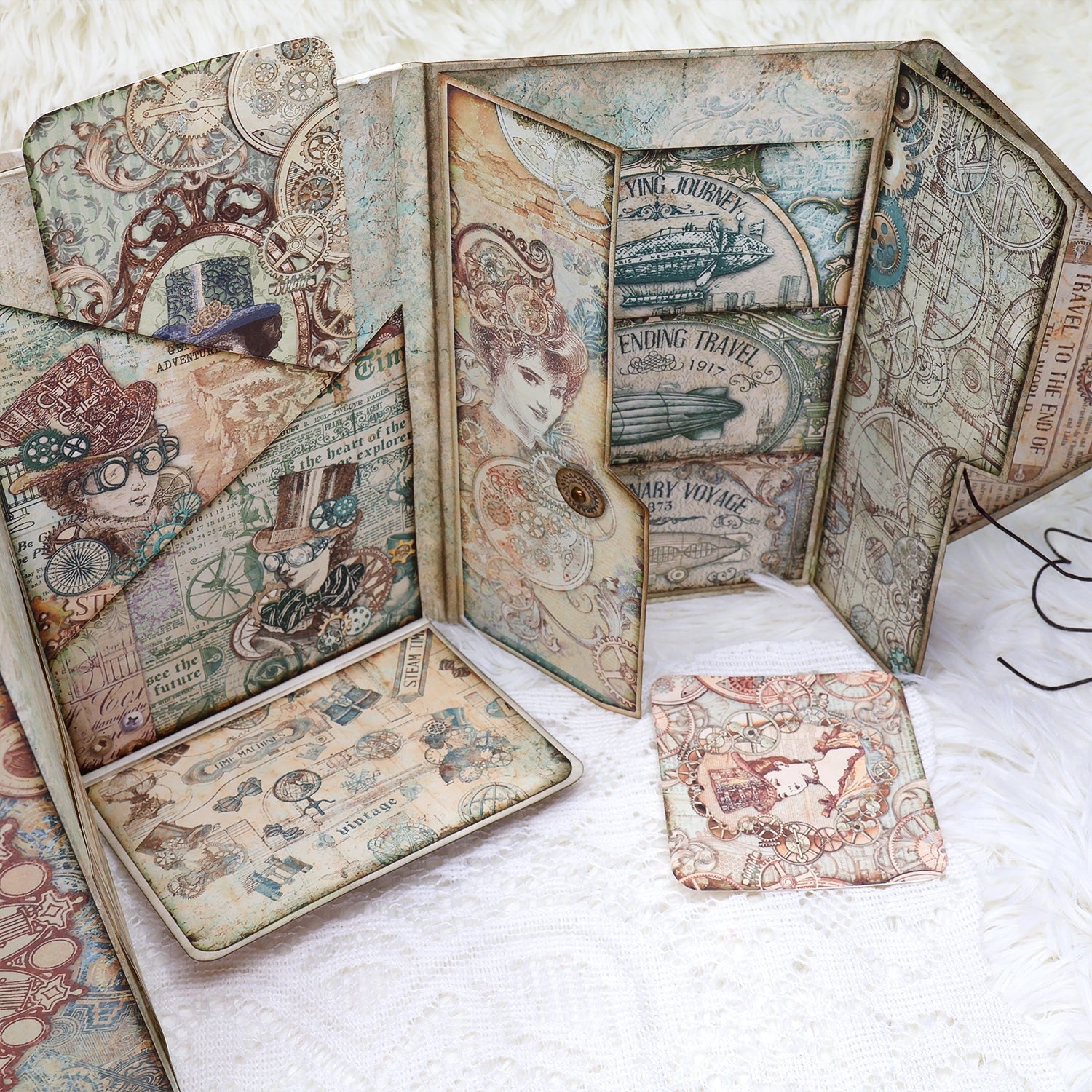 Steampunk Handmade Junk Journal Folio Kit | Stamprints