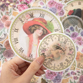 Steampunk Style Washi Stickers - Numbers, Clocks, Gears, Flowers b1