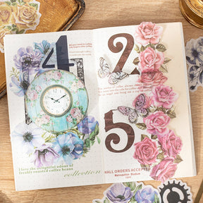 Steampunk Style Washi Stickers - Numbers, Clocks, Gears, Flowers b4