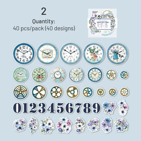 Steampunk Style Washi Stickers - Numbers, Clocks, Gears, Flowers sku-2