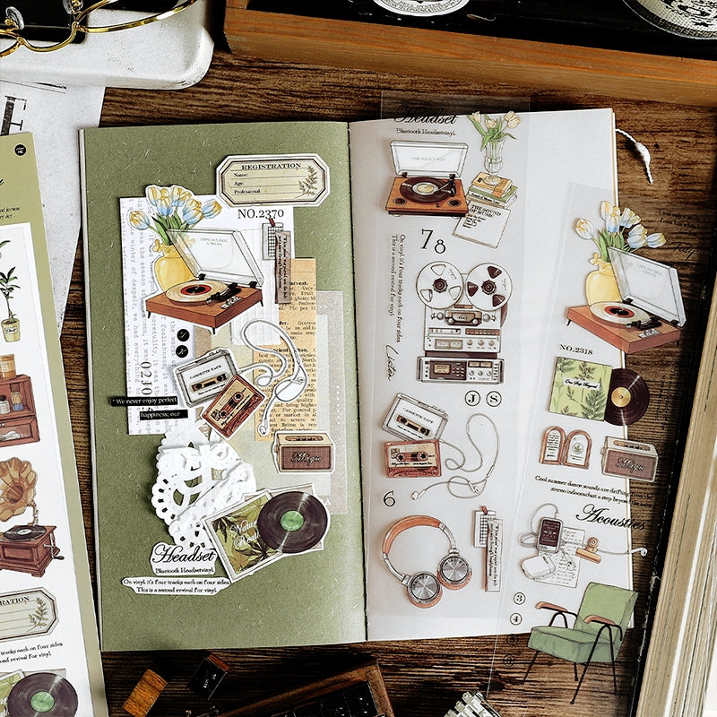 Strip PET Stickers - Wax Seal, Letter, Coffee, Record b6