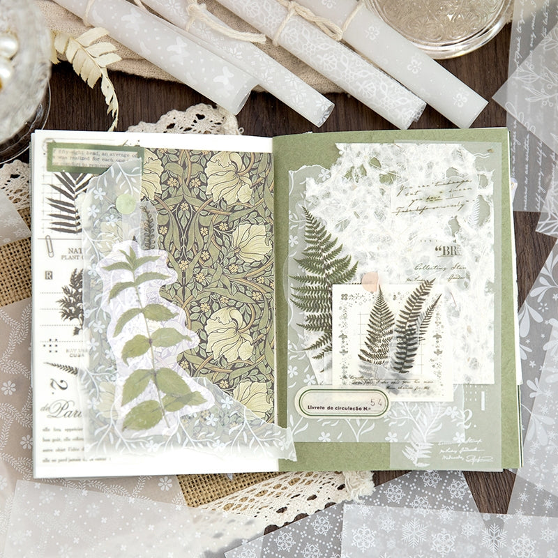 Sulfuric Acid Paper Background Scrapbook Paper - Music, Manuscript, Flowers, Plants b2