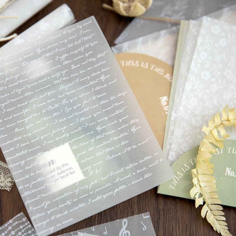 Sulfuric Acid Paper Background Scrapbook Paper - Music, Manuscript, Flowers, Plants b5