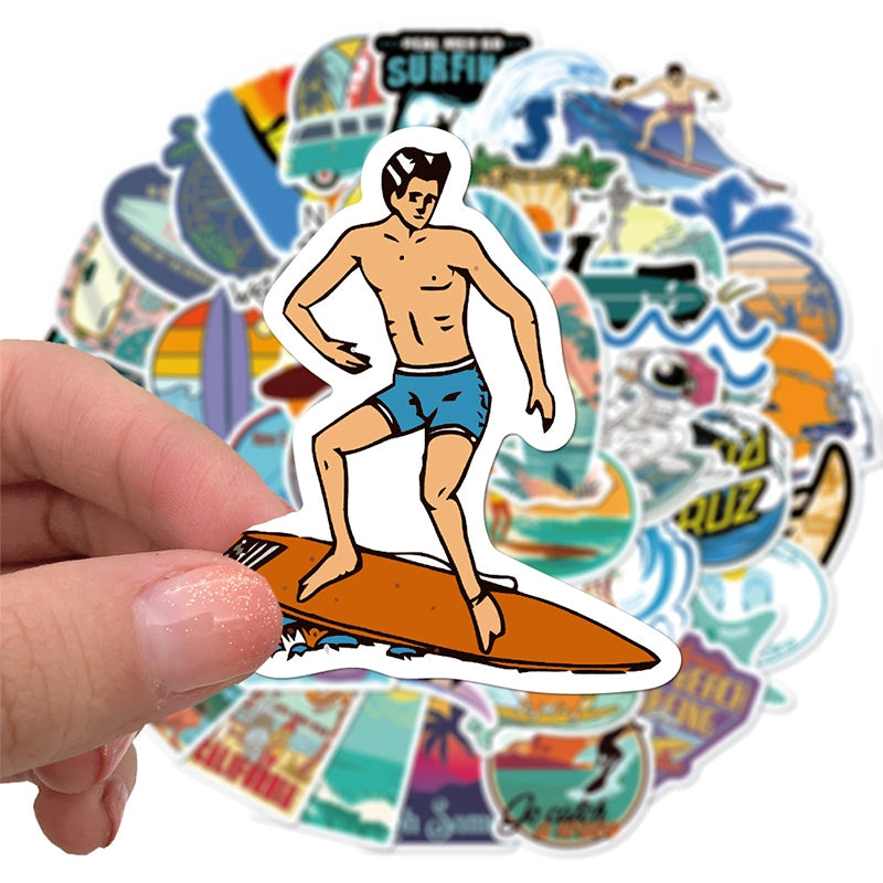 Summer Beach Surfing Sports Vinyl Stickers - Stamprints1