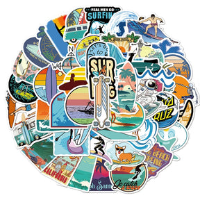 Summer Beach Surfing Sports Vinyl Stickers - Stamprints2