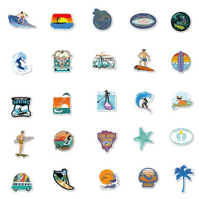 Summer Beach Surfing Sports Vinyl Stickers - Stamprints5
