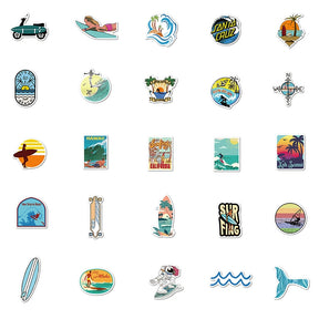 Summer Beach Surfing Sports Vinyl Stickers - Stamprints6