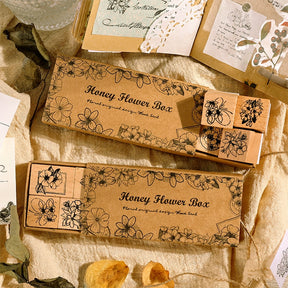 Sweet Flower Words Series Vintage Flower Wooden Rubber Stamp Set a