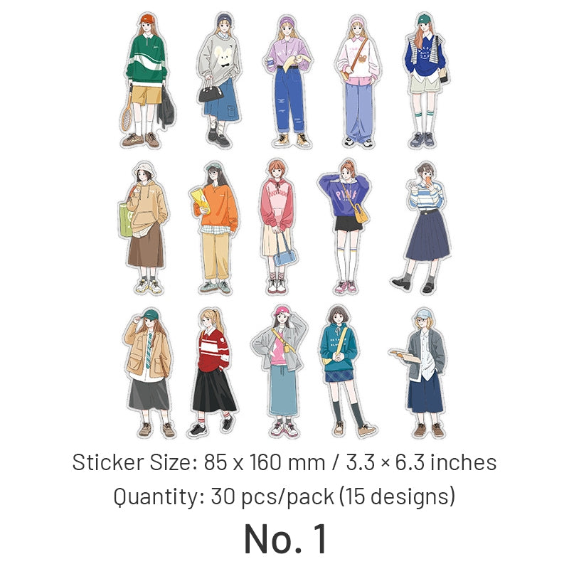 Teen Girl Everyday Outfit PET Stickers sku-1