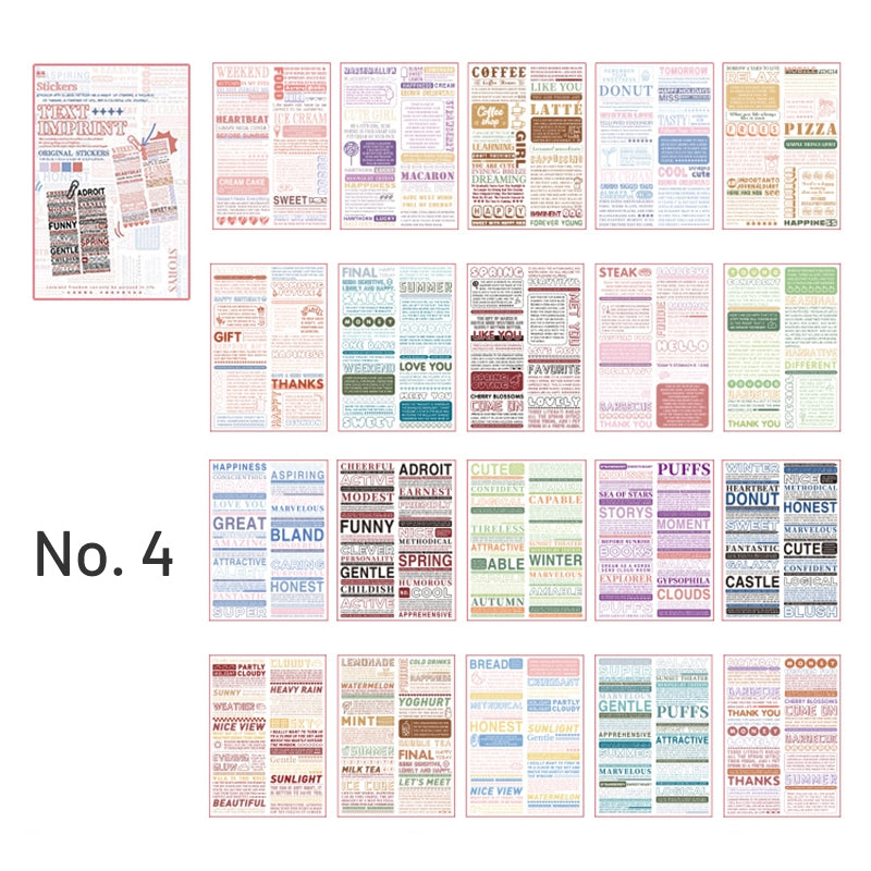 Text Collection Decorative Washi Sticker Book-Numbers, Headlines, Sentences, Abstracts sku-4