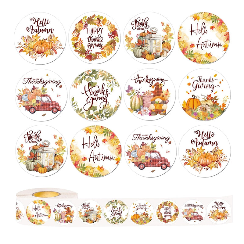 Thanksgiving Pumpkin and Text Envelope Seal Sticker a