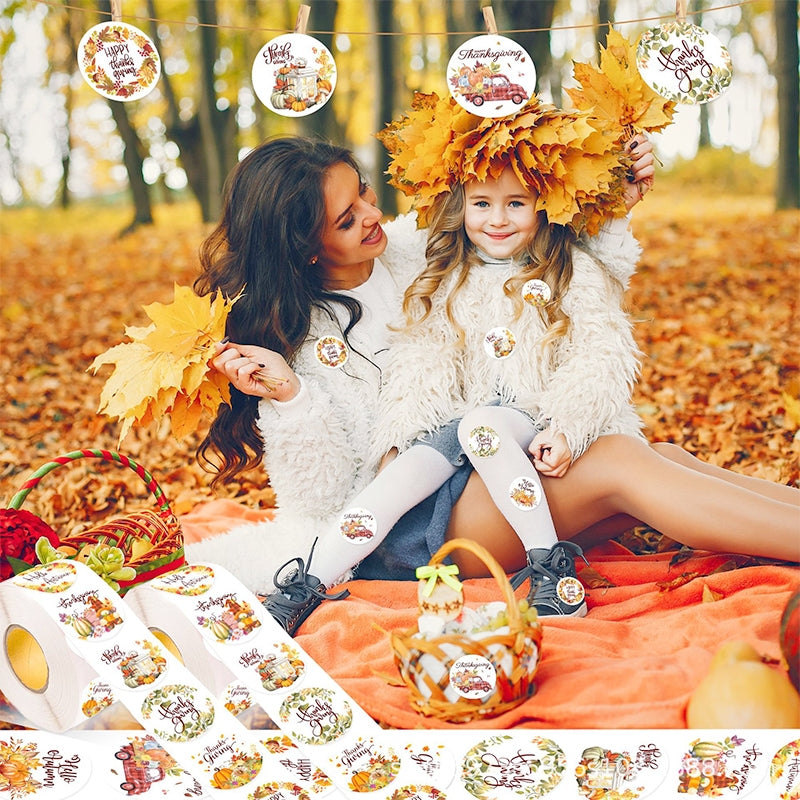 Thanksgiving Pumpkin and Text Envelope Seal Sticker b1