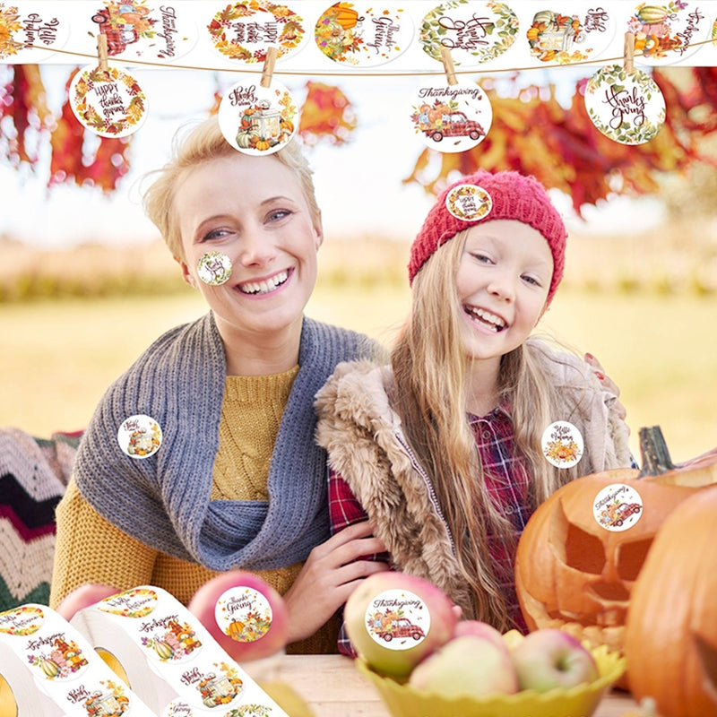 Thanksgiving Pumpkin and Text Envelope Seal Sticker b2
