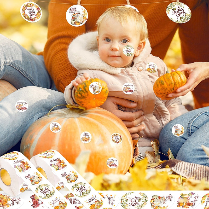 Thanksgiving Pumpkin and Text Envelope Seal Sticker b3