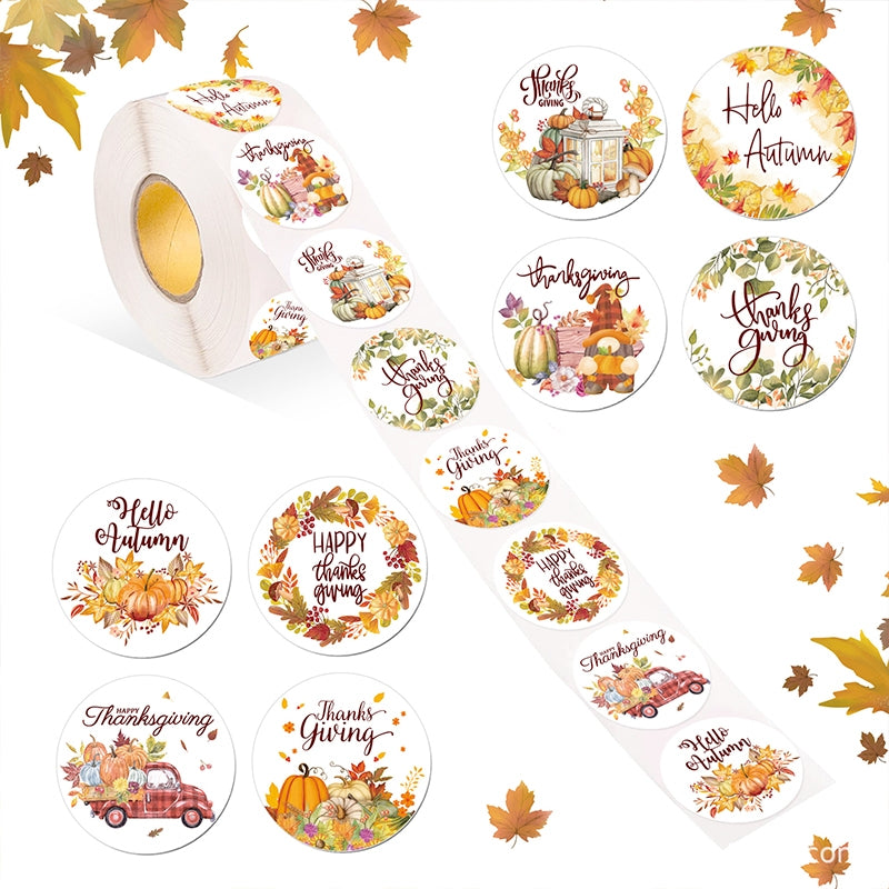 Thanksgiving Pumpkin and Text Envelope Seal Sticker b4