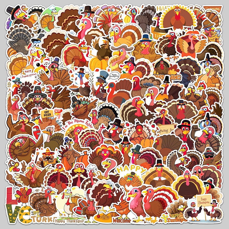 Thanksgiving Turkey Vinyl Sticker 100PCS b1