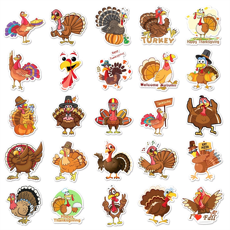 Thanksgiving Turkey Vinyl Sticker 100PCS b2