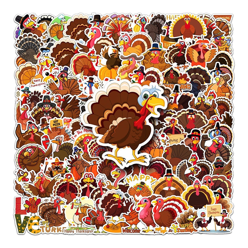 Thanksgiving Turkey PVC Sticker 100PCS sku