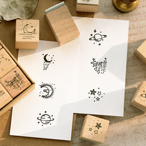 The Moon and Sixpence Series DIY Decorative Wooden Rubber Stamp Set b2