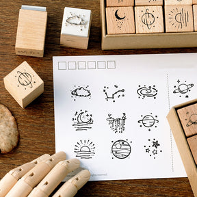 The Moon and Sixpence Series DIY Decorative Wooden Rubber Stamp Set b
