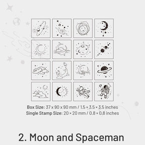 The Moon and Sixpence Series DIY Decorative Wooden Rubber Stamp Set sku-2