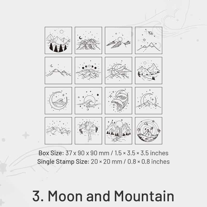 The Moon and Sixpence Series DIY Decorative Wooden Rubber Stamp Set sku-3