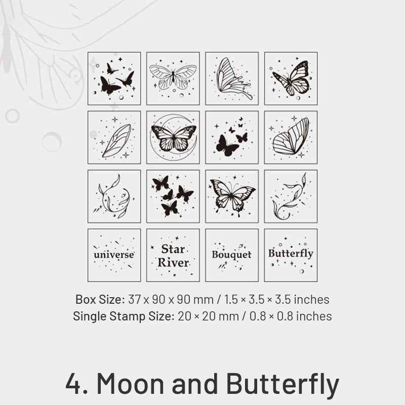 The Moon and Sixpence Series DIY Decorative Wooden Rubber Stamp Set sku-4