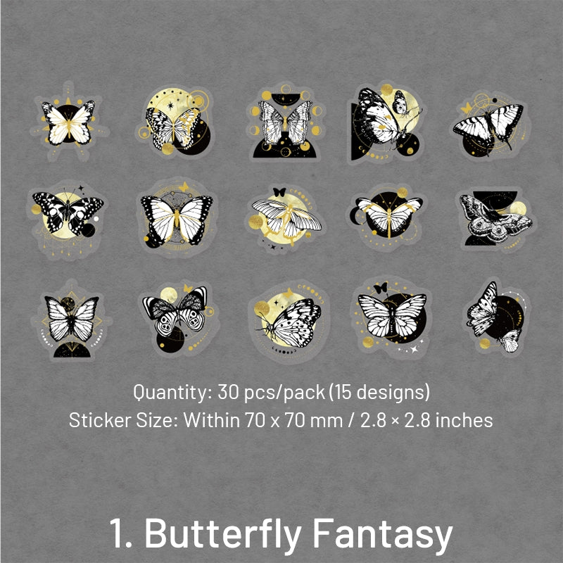 Time & Eternity Holographic Stickers - Butterflies, Roses, Numbers, Elves sku-1