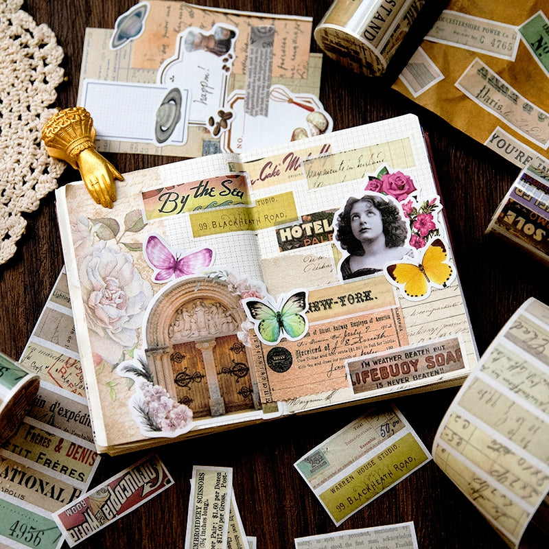 Time & Note Retro English Washi Tape b