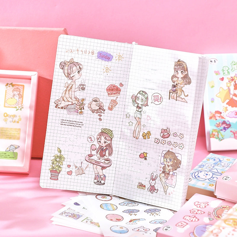 Time Flies Cute Cartoon Boxed Washi Stickers b4