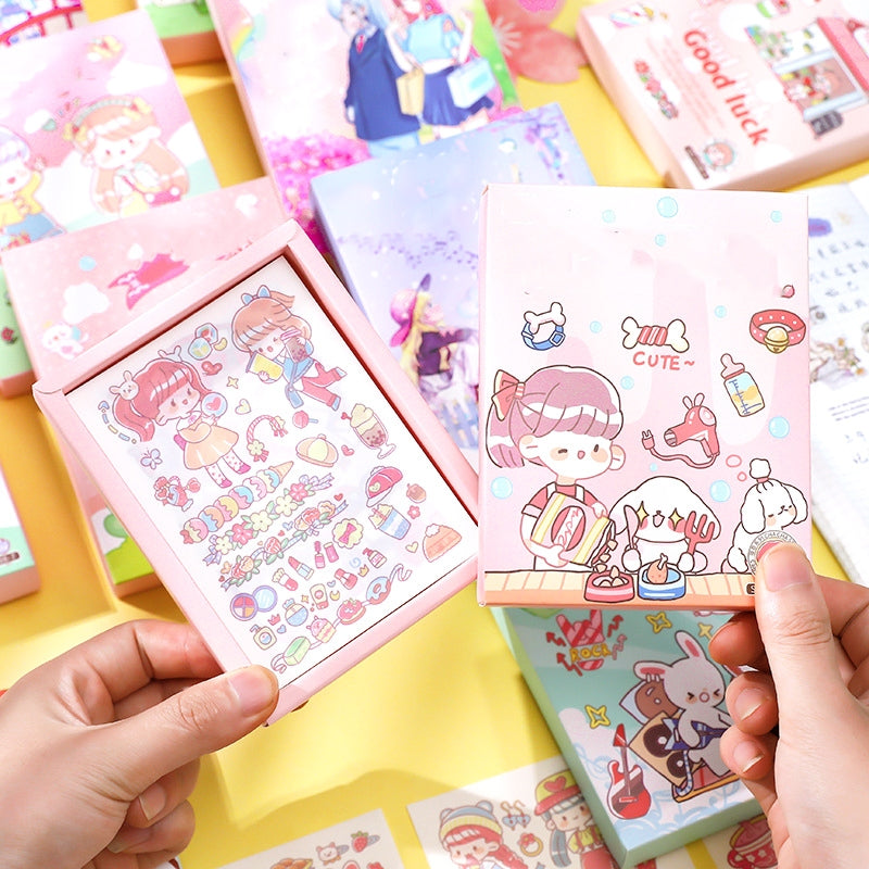 Time Flies Cute Cartoon Boxed Washi Stickers b5