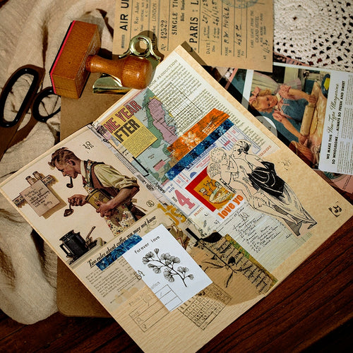 Time Travel Series Vintage Scrapbook Paper Book - Collage, and Crafts