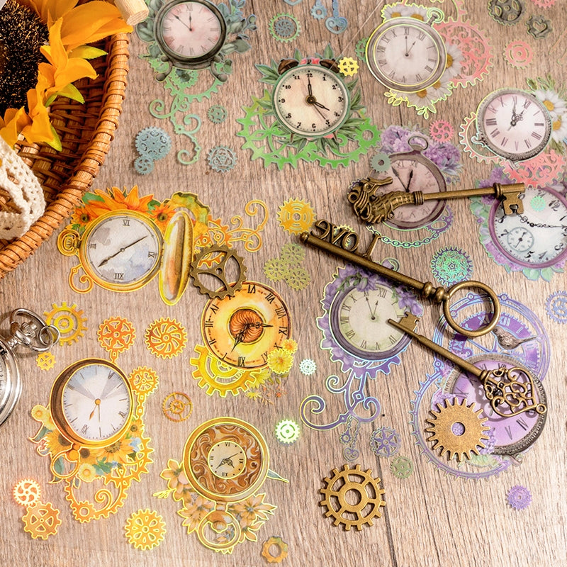 Mini Sticker Clock Retro Clock Time Wheel Clear Stickers by Stamprints | Vintage ...