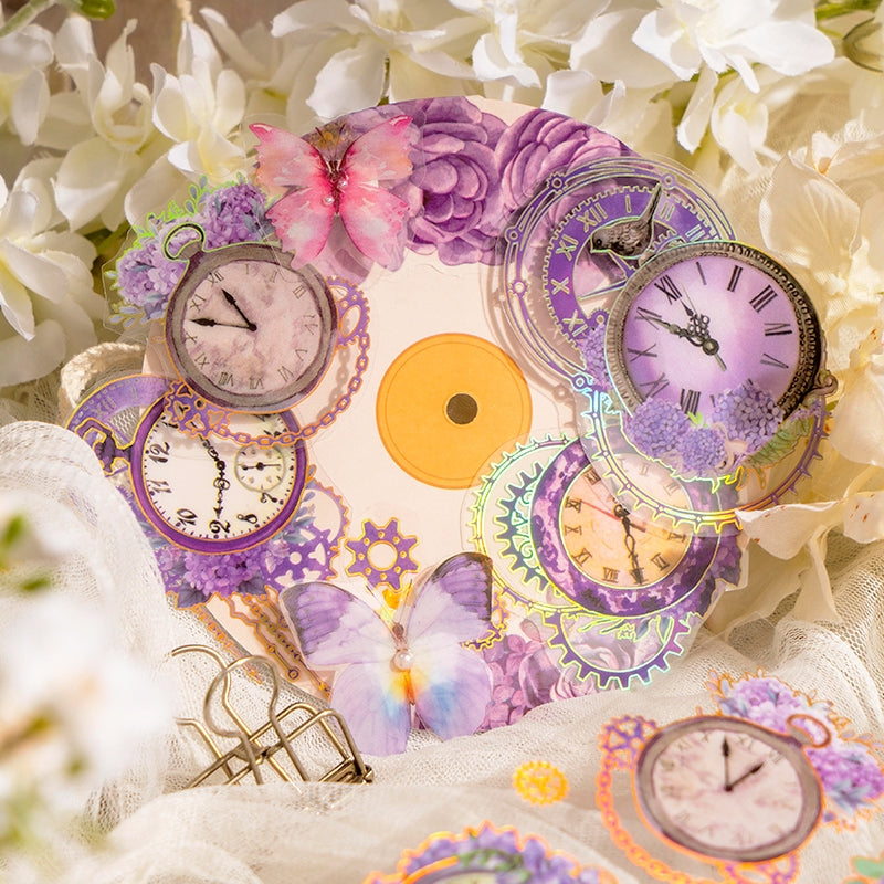 Time Wheel Series Retro Clock Decorative PET Stickers b2