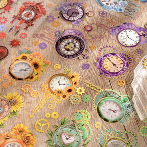 Time Wheel Series Retro Clock Decorative PET Stickers c
