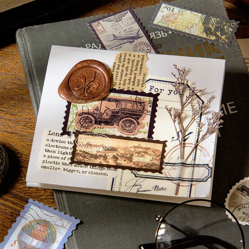 Times Post Office Retro Plant Characters Insect Architecture Stickers b