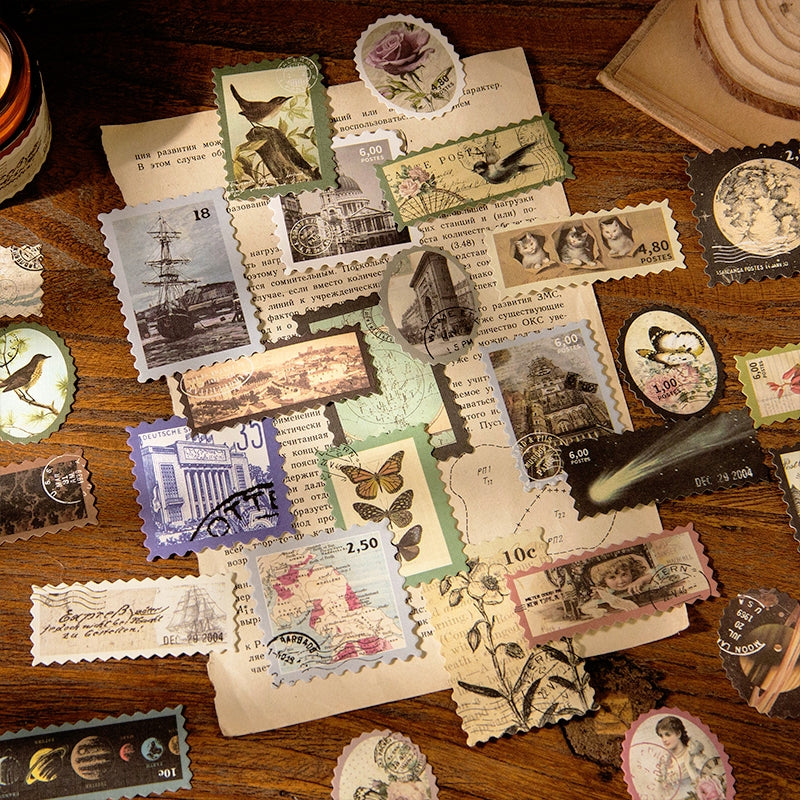 Times Post Office Retro Plant Characters Insect Architecture Stickers b5