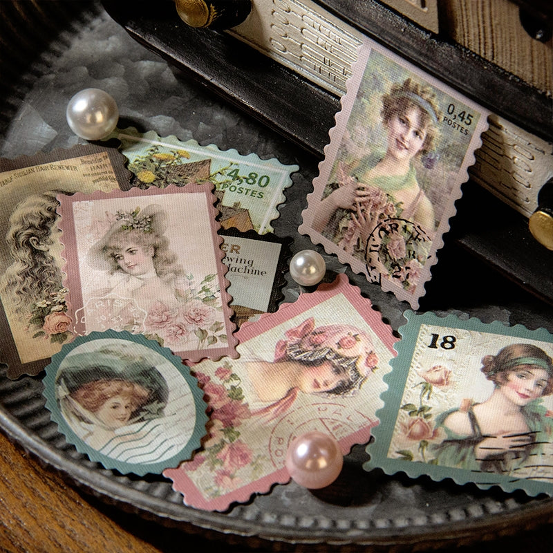 Times Post Office Retro Plant Characters Insect Architecture Stickers c2