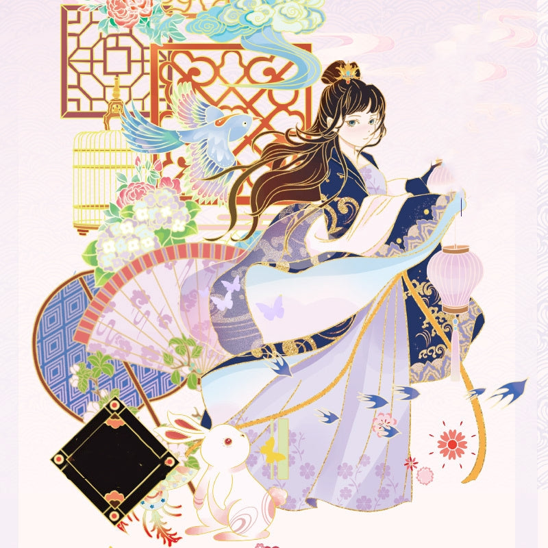 用傳統中國古代風格卡通女孩拼貼裝飾膠帶提升您的工藝 |印章 – Stamprints