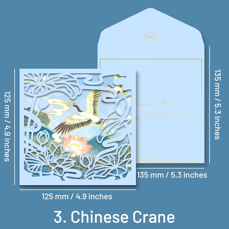 Traditional Chinese Style Cartoon Hollow Folded Greeting Card sku-3