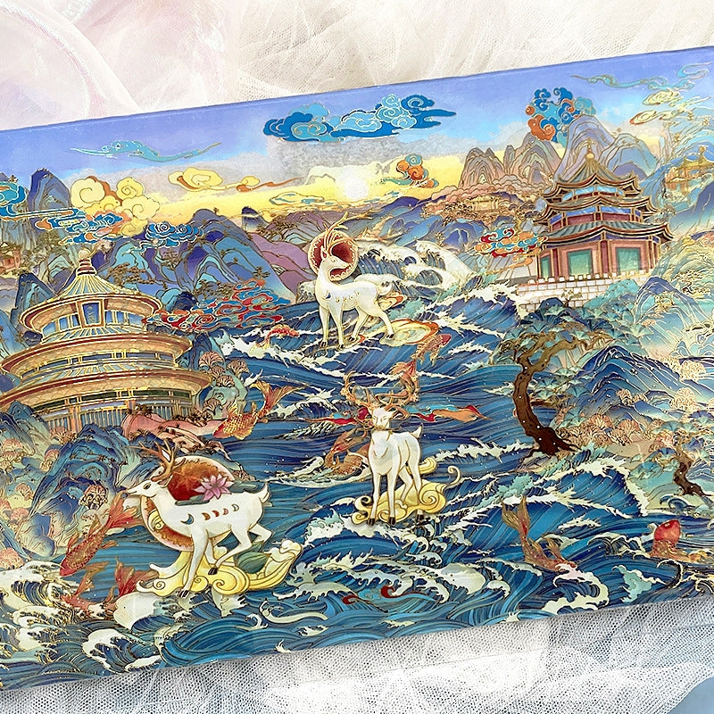 Traditional Chinese Style Hot Stamping Landscape PET Tape b