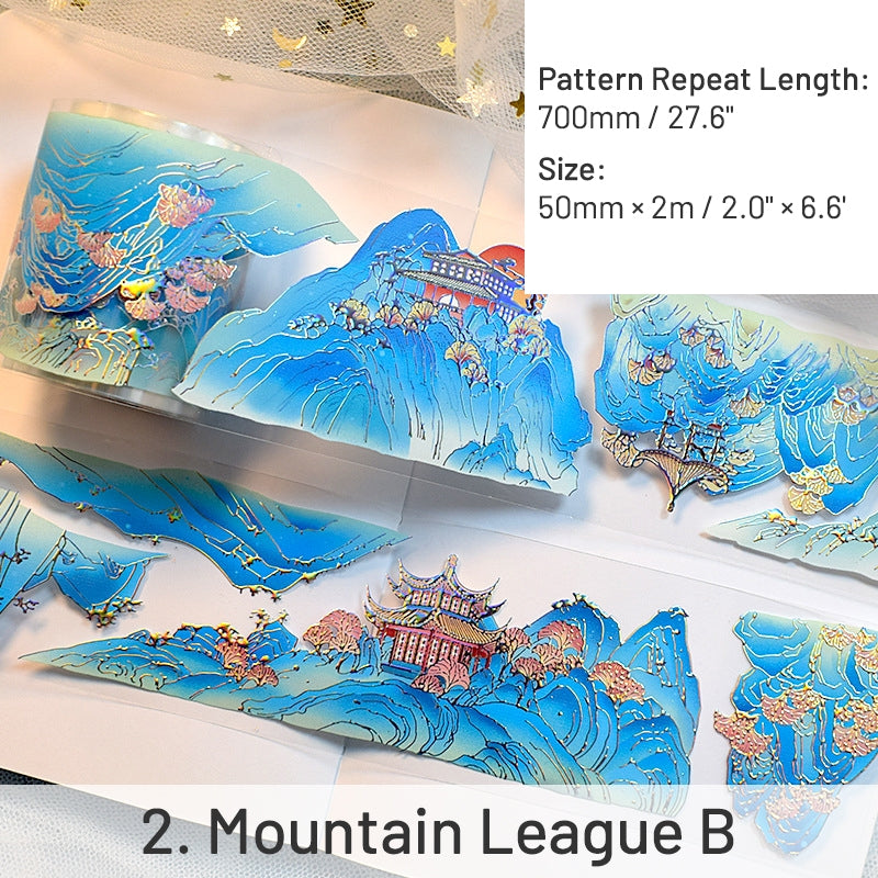 Traditional Chinese Style Hot Stamping Landscape PET Tape sku-2