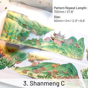 Traditional Chinese Style Hot Stamping Landscape PET Tape sku-3