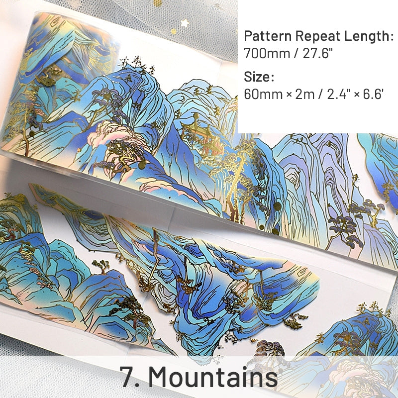 Traditional Chinese Style Hot Stamping Landscape PET Tape sku-7